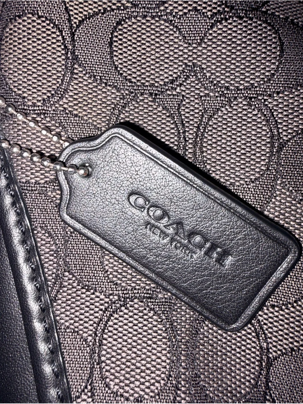 Coach Signature Jacquard Small Dufflette Crossbody Bag Black Grey 25697